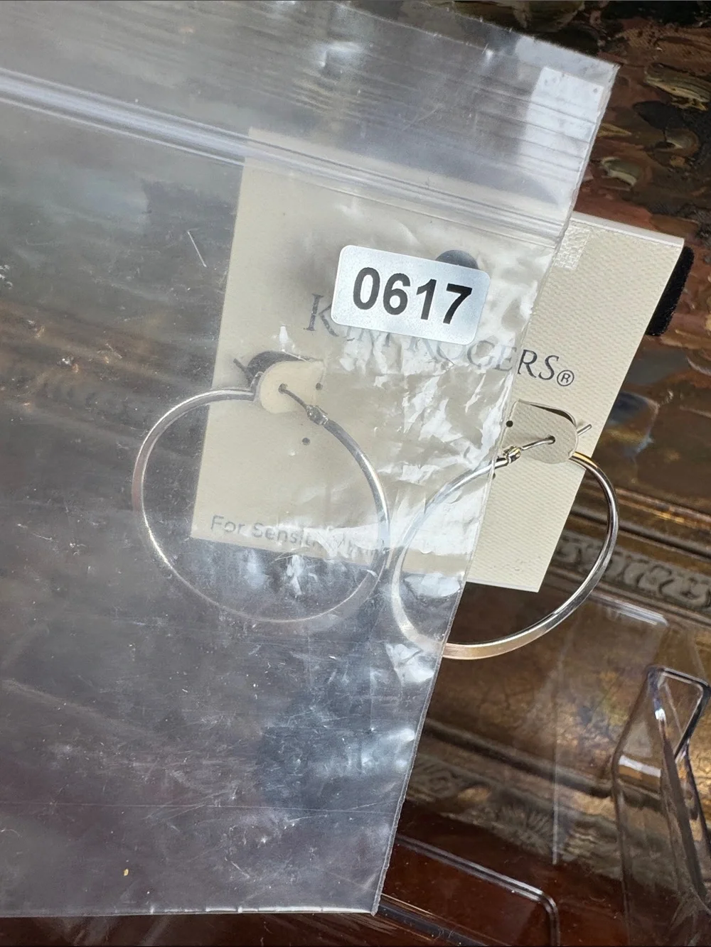 0617-Kim‎ Rogers Silver-Tone Thin Hoop Earrings